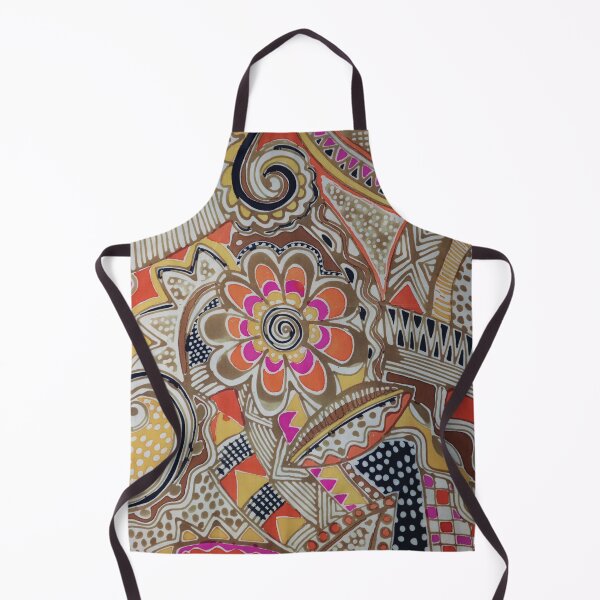 Item preview, tribal abstract in brown, beige, magenta, gold, black and white, designed and sold by Leslie Rogers Todder.