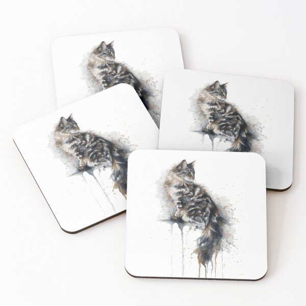 Item preview, cat illustration, Cat Kitten Watercolor painting Drawing, Elevated on a cat  designed and sold by Halalolo.