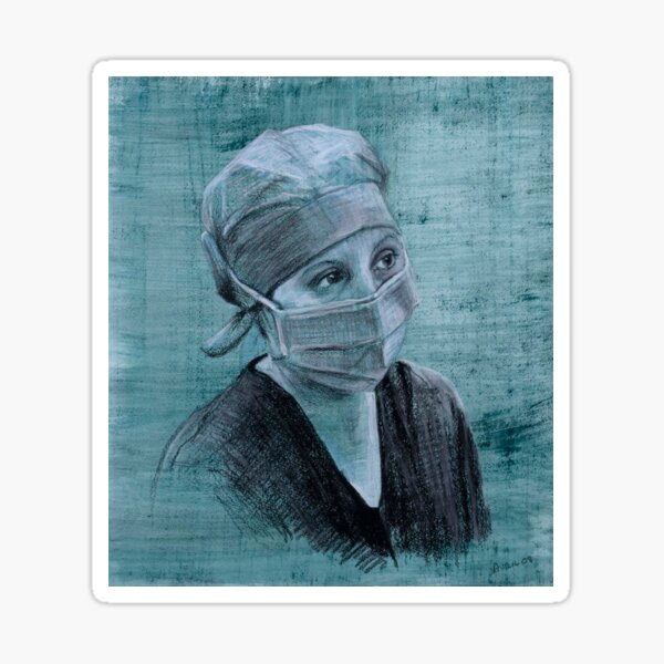 Nurse Mel - Drawing by Avril Thomas - Adelaide Artist Sticker