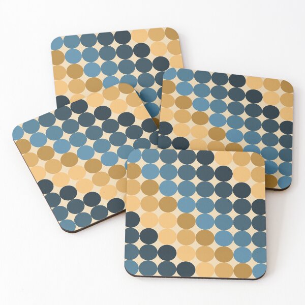 Item preview, Cirque Pattern in Ochres and Blues. Minimalist Retro Mid Century Modern Dot Design designed and sold by kierkegaard.