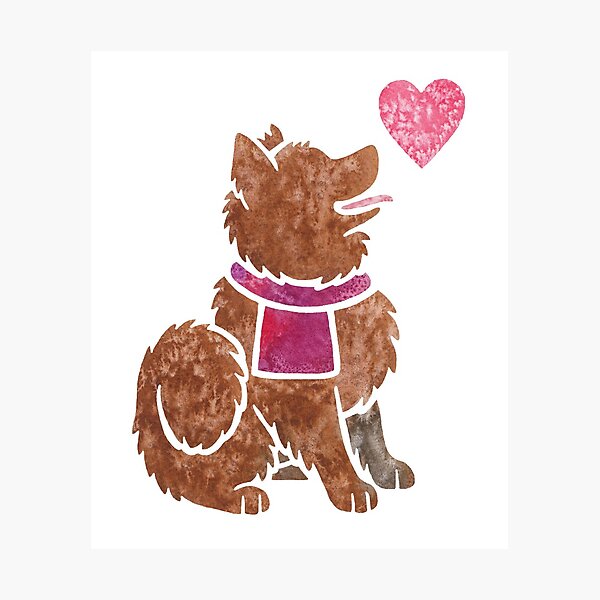 Watercolour German Spitz Photographic Print