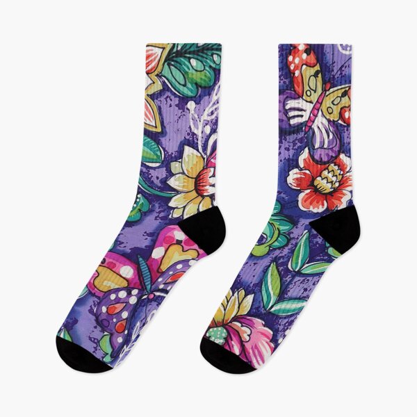 Item preview, Butterfly Floral on Purple Ground designed and sold by Leslie Rogers Todder.