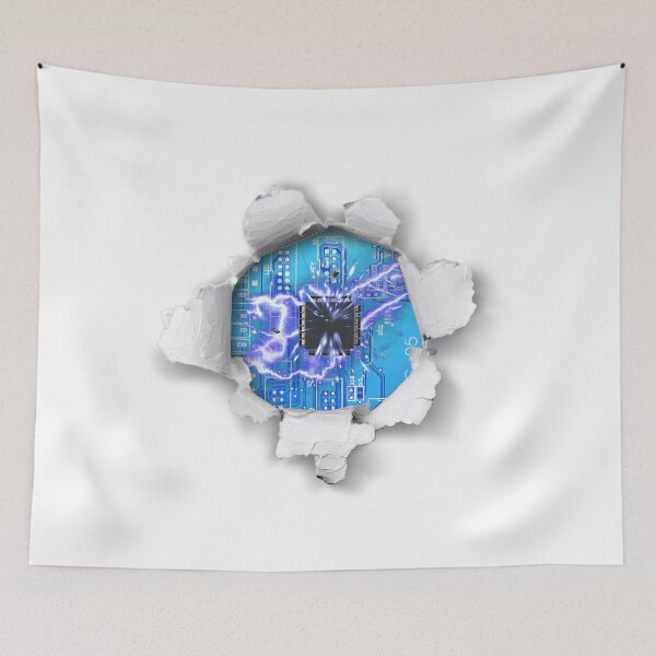 Item preview, Printed Circuit Board Blue in a Hole - Broken Microprocessor Robot Android Electronic designed and sold by Jolly-Yosei.