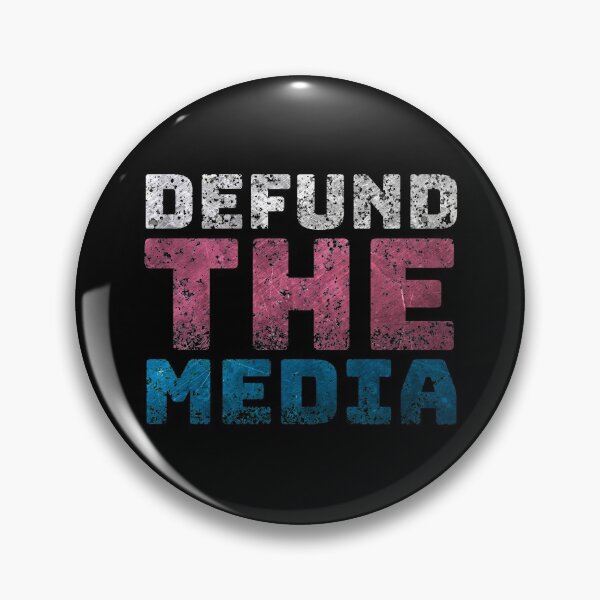 Item preview, DEFUND THE MEDIA, politic, post apocalyptic, white, red, blue, flag color, election, tv, dirty, destroy text, captions designed and sold by NiceSign.