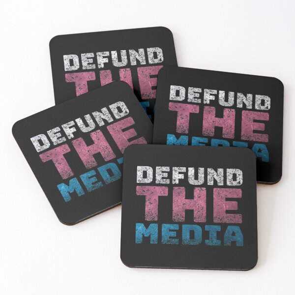 Item preview, DEFUND THE MEDIA, politic, post apocalyptic, white, red, blue, flag color, election, tv, dirty, destroy text, captions designed and sold by NiceSign.