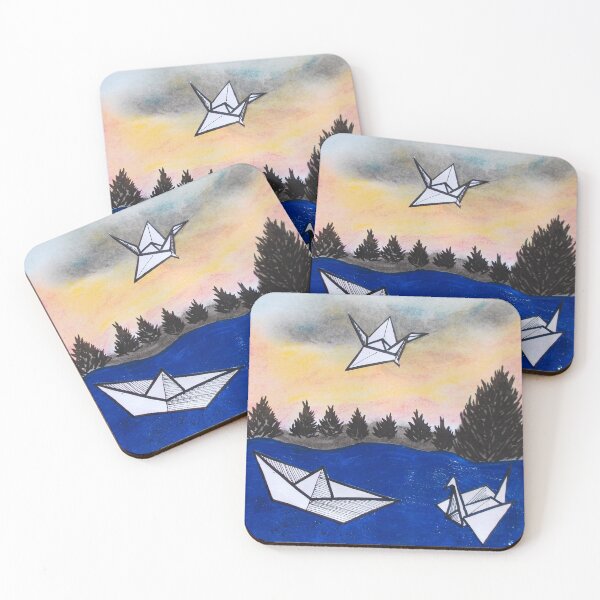 Item preview, Hand Drawn Landscape with Origami Birds designed and sold by valeriahadzsasz.