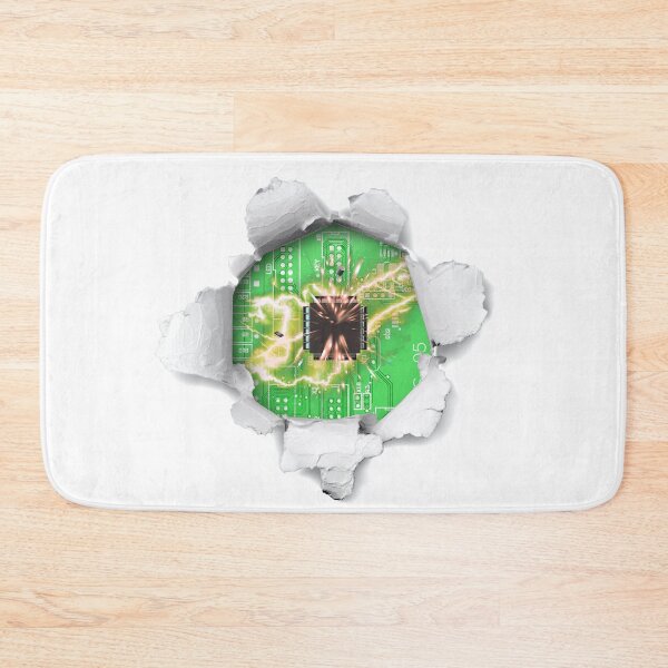 Item preview, Printed Circuit Board Green in a Hole - Broken Microprocessor Robot Humanoid Electronic designed and sold by Jolly-Yosei.