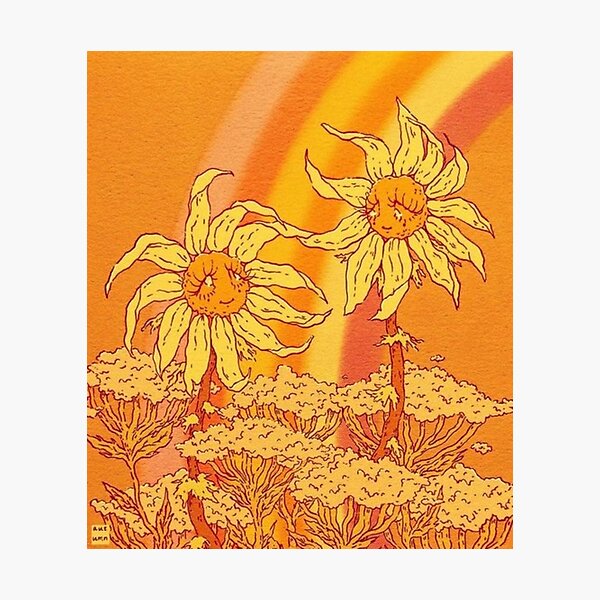 y2k orange flower aesthetic Photographic Print
