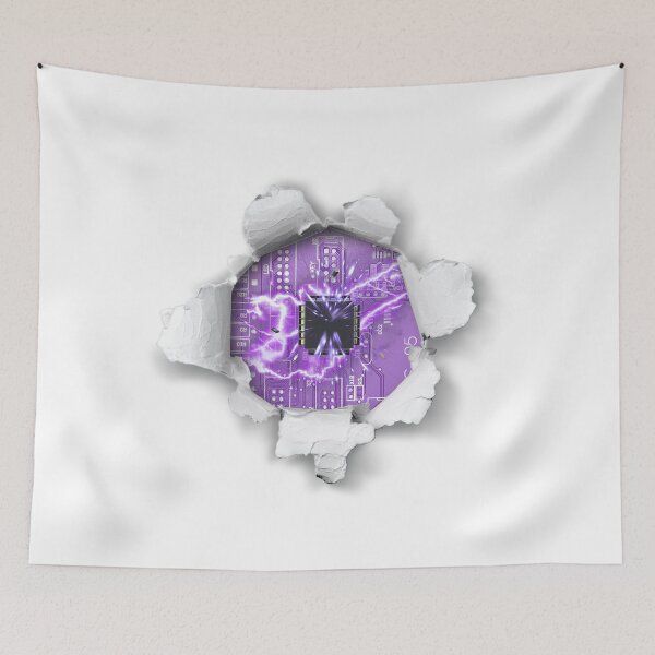 Item preview, Printed Circuit Board purple in a Hole - Broken Microprocessor Robot Humanoid Electronic designed and sold by Jolly-Yosei.