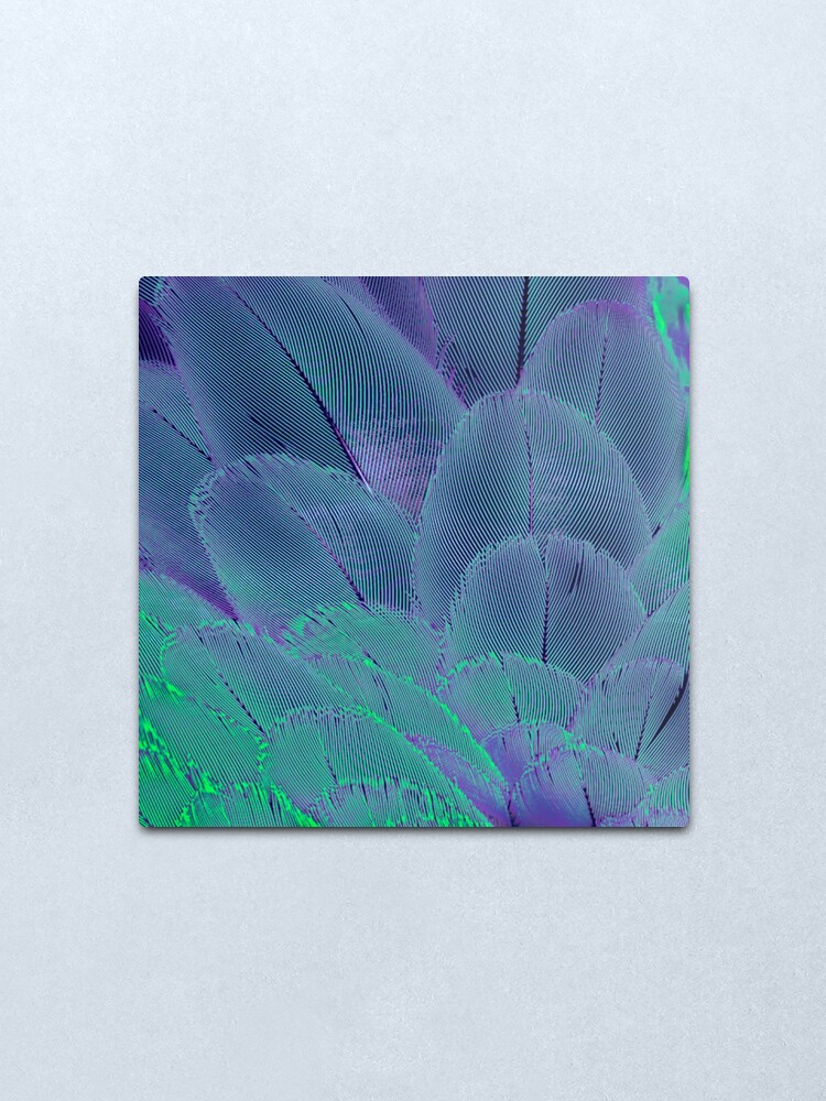 Alternate view of Neon psycodelic feathers Metal Print