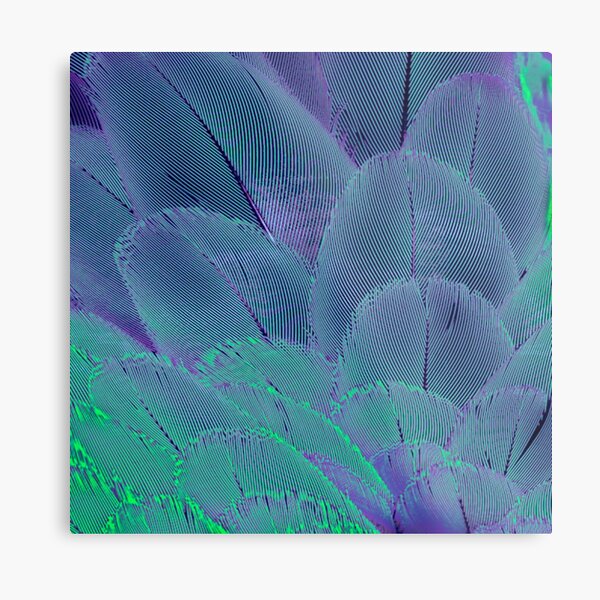 Neon psycodelic feathers Metal Print