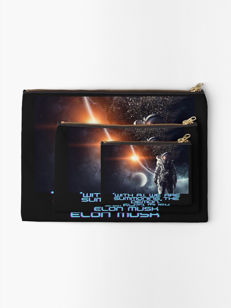 ""Summoning the demon"...Elon Musk" Zipper Pouch by boldlyred Redbubble