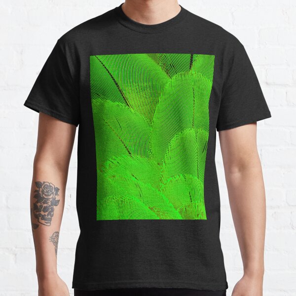 Neon psycodelic feathers bright yellow green Classic T-Shirt