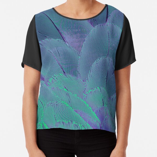 Neon psycodelic feathers Chiffon Top