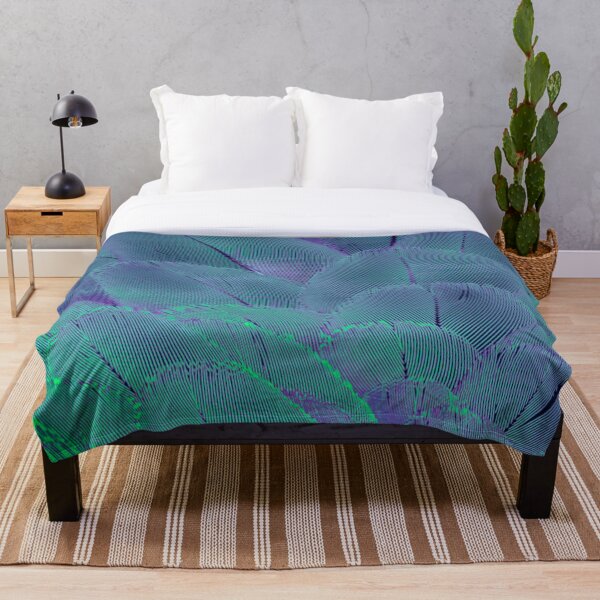Neon psycodelic feathers Throw Blanket