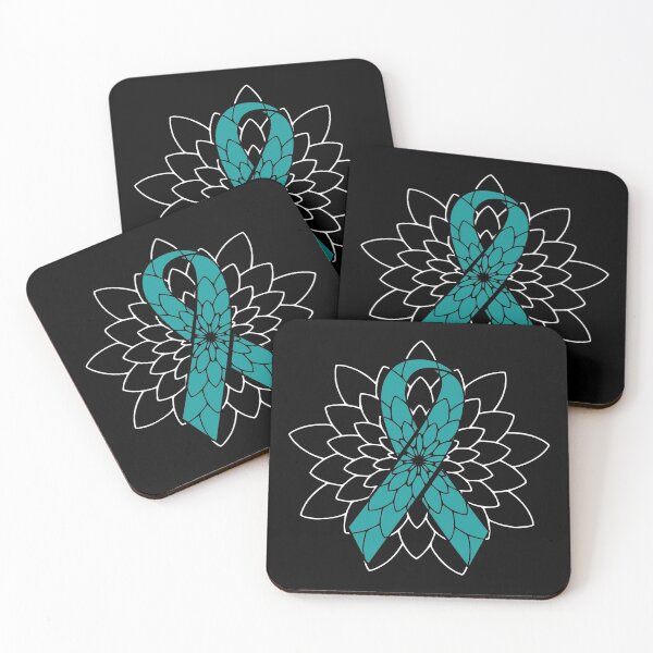 Item preview, Abstract Art White Mandala  - Ovarian Cancer Teal Ribbon designed and sold by NotEnoughSpoons.