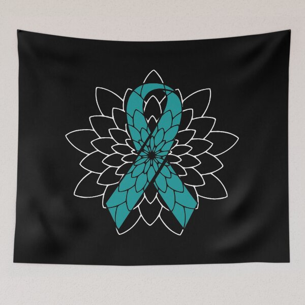 Item preview, Abstract Art White Mandala  - Ovarian Cancer Teal Ribbon designed and sold by NotEnoughSpoons.