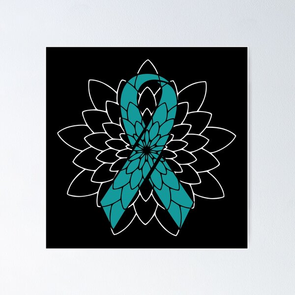 Item preview, Abstract Art White Mandala  - Ovarian Cancer Teal Ribbon designed and sold by NotEnoughSpoons.