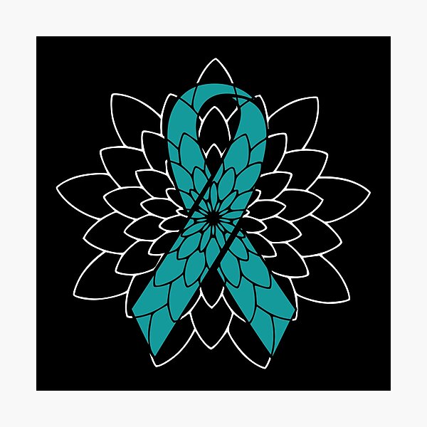 Item preview, Abstract Art White Mandala  - Ovarian Cancer Teal Ribbon designed and sold by NotEnoughSpoons.