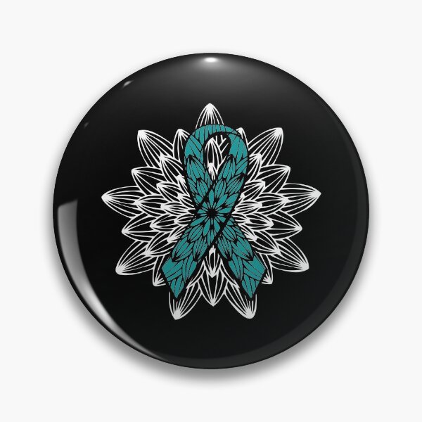 Item preview, Abstract Art White Complex Mandala  - Ovarian Cancer Teal Ribbon designed and sold by NotEnoughSpoons.