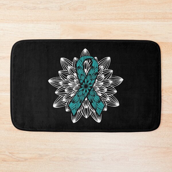 Item preview, Abstract Art White Complex Mandala  - Ovarian Cancer Teal Ribbon designed and sold by NotEnoughSpoons.