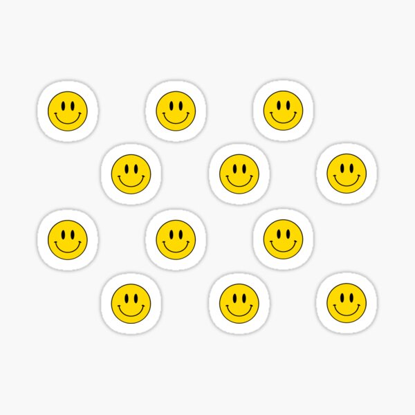 Tiny Happy Face Smiley Black Sticker By Happyfaceco Redbubble