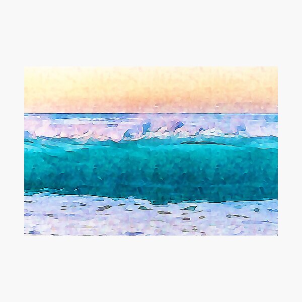 Aperçu de l'œuvre Ocean Waves Art impressionniste de style aquarelle créée et vendue par iASunshine.