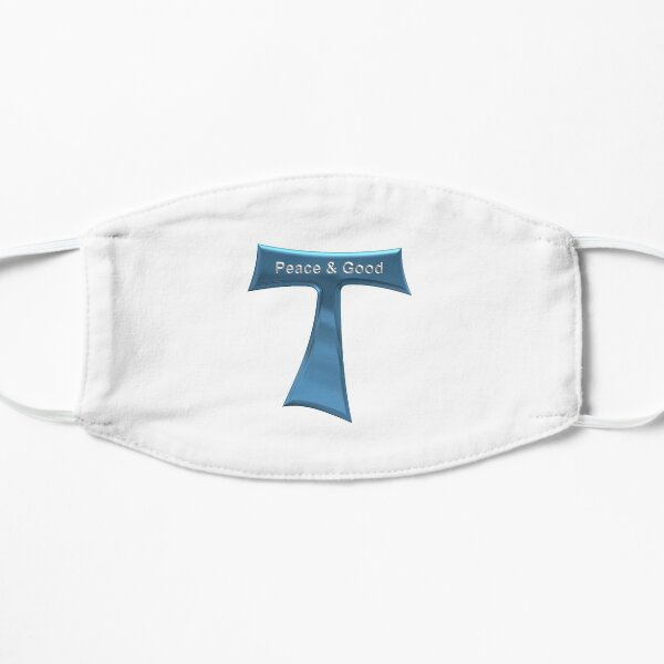 Franciscan Tau Cross Peace and Good Blue and Silver Metallic Flat Mask