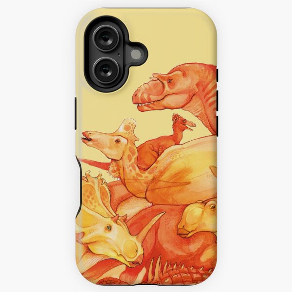 Item preview, cretaceous congregation - orange & yellow dinosaurs designed and sold by thoughtsupnorth.