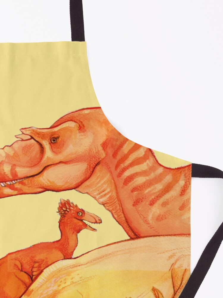 Alternate view of cretaceous congregation - orange & yellow dinosaurs Apron