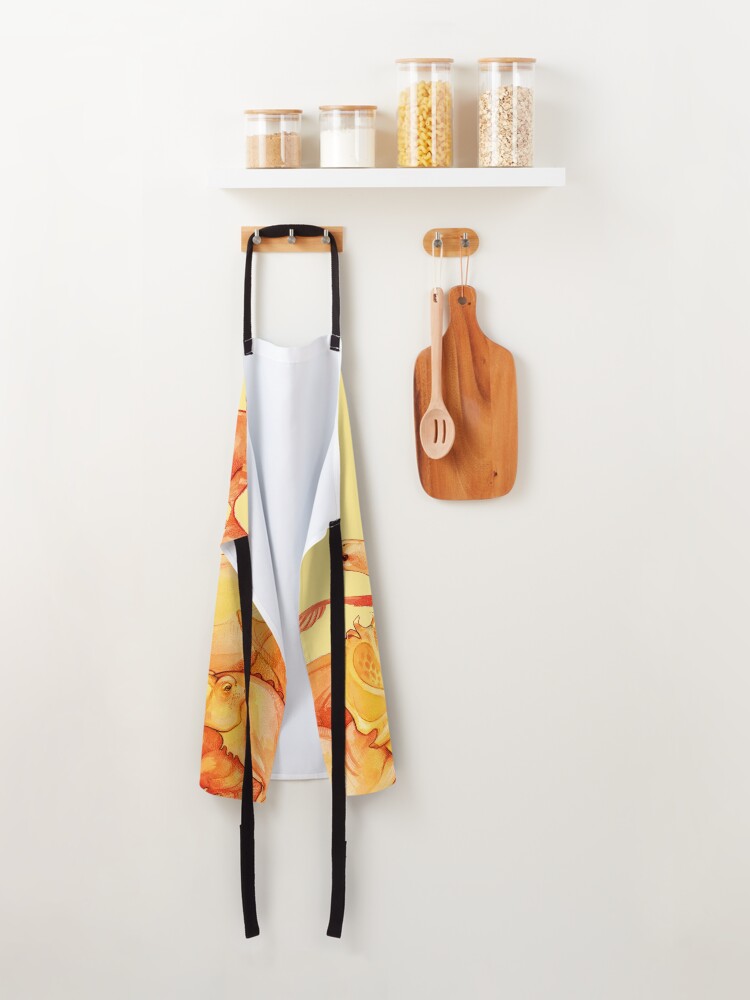 Alternate view of cretaceous congregation - orange & yellow dinosaurs Apron