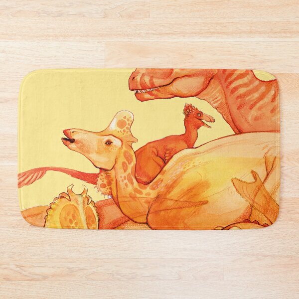 Item preview, cretaceous congregation - orange & yellow dinosaurs designed and sold by thoughtsupnorth.