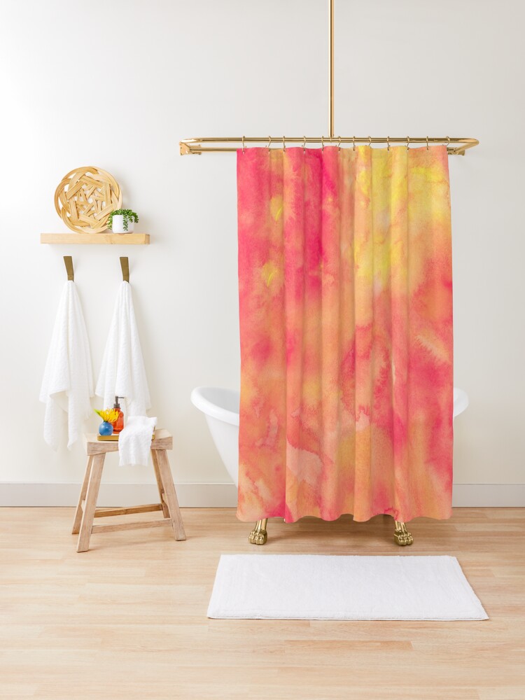 orange and yellow shower curtain