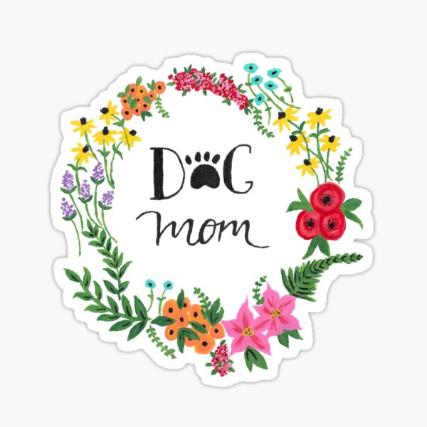 Floral dog mom Sticker