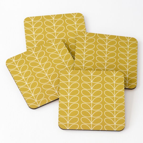 Orla kiely yellow linear design Coasters (Set of 4)