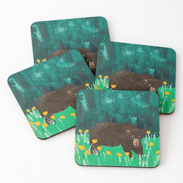 Item preview, Brown bear in flower field  designed and sold by Gwenancreates.