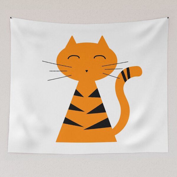 Item preview, Huge Smiling Face Ginger Cat with Black Triangle Mark designed and sold by Moyanana.