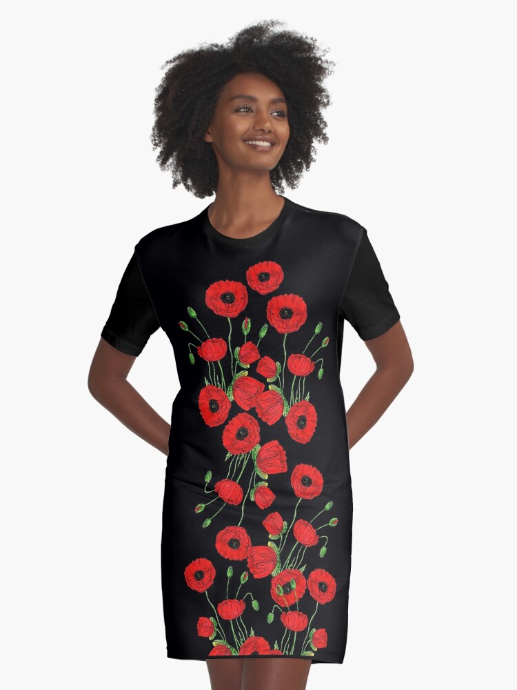 Red Poppies Botanical Red Floral Sheath Color Block Design " Graphic T-Shirt Dress for Sale by Sztukowski | Redbubble