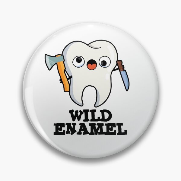 Item preview, Wild Enamel Funny Wild Animal Tooth Puns  designed and sold by punnybone.