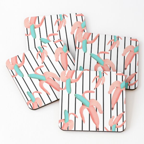Item preview, pink blue pastel banana fruit pattern designed and sold by Memituss.