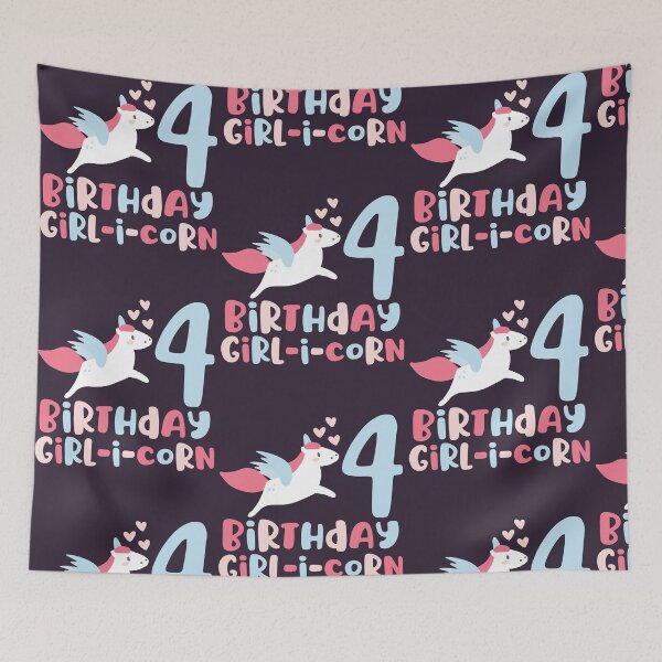 Item preview, Kids Birthday Girl-i-Corn Unicorn Alicorn Lovers Happy 4th Bday print designed and sold by doodabobs.
