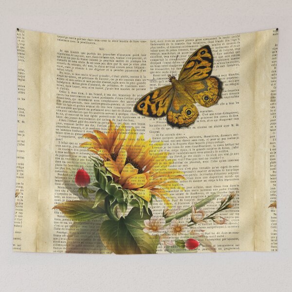 Item preview, Botanical print - Sunflower and butterfly designed and sold by Red Witch Art.