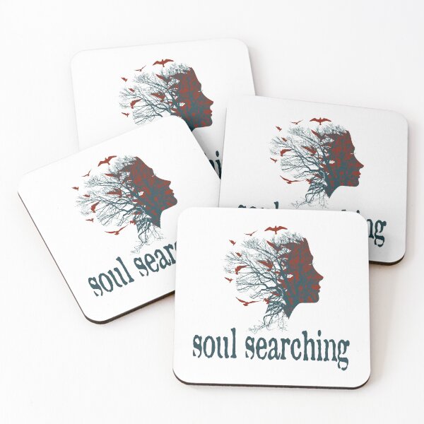 Item preview, a full tree with branches and roots embedded like a vein into a woman's head in side view breaking into flying birds with soul searching text design designed and sold by Bees-Honey-Gift.