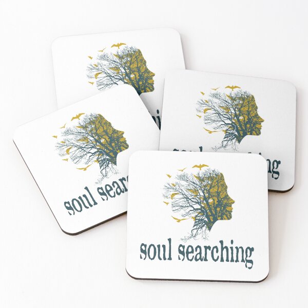 Item preview, a full tree with branches and roots embedded like a vein into a woman's head in side view breaking into flying birds with soul searching text design designed and sold by Bees-Honey-Gift.