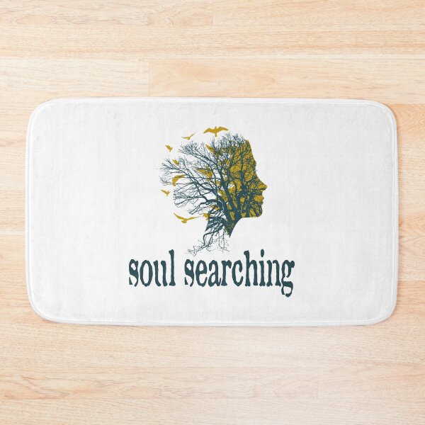 Item preview, a full tree with branches and roots embedded like a vein into a woman's head in side view breaking into flying birds with soul searching text design designed and sold by Bees-Honey-Gift.