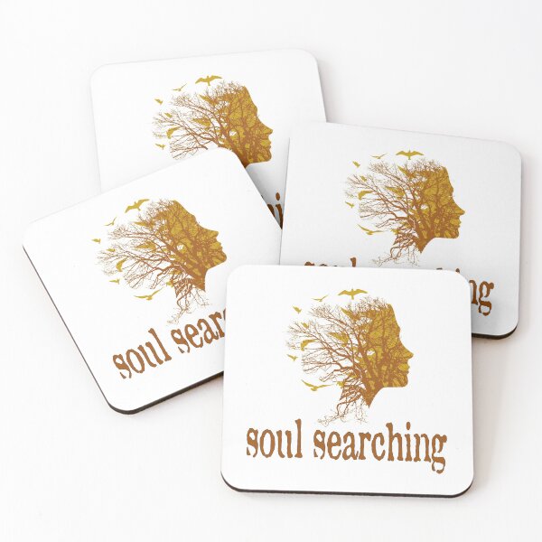 Item preview, a full tree with branches and roots embedded like a vein into a woman's head in side view breaking into flying birds with soul searching text design designed and sold by Bees-Honey-Gift.