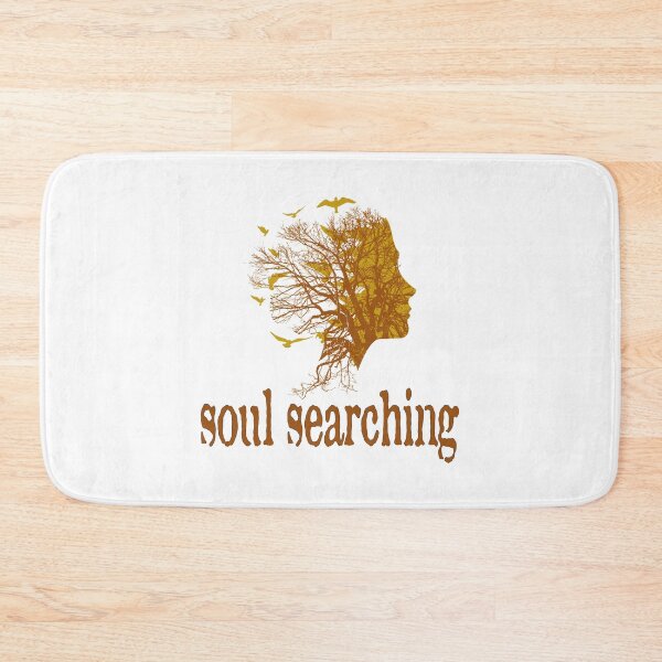 Item preview, a full tree with branches and roots embedded like a vein into a woman's head in side view breaking into flying birds with soul searching text design designed and sold by Bees-Honey-Gift.