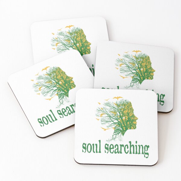 Item preview, a full tree with branches and roots embedded like a vein into a woman's head in side view breaking into flying birds with soul searching text design designed and sold by Bees-Honey-Gift.