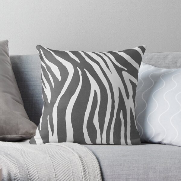 Chic Grey Zebra Print Throw Pillow