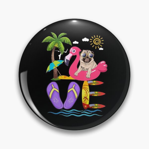 Item preview, Love Summer Pug Flip Flops Flamingo Dog Pet Lover designed and sold by ManishDayal.